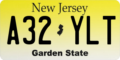 NJ license plate A32YLT