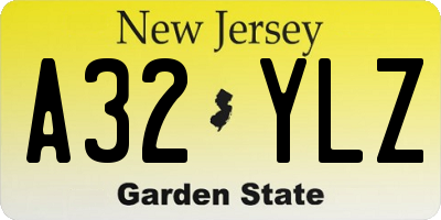 NJ license plate A32YLZ