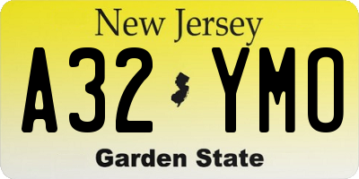 NJ license plate A32YMO