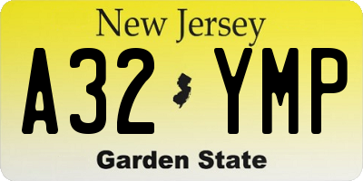 NJ license plate A32YMP