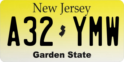 NJ license plate A32YMW