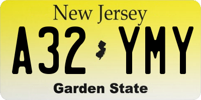NJ license plate A32YMY