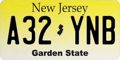 NJ license plate A32YNB