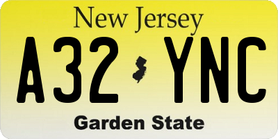 NJ license plate A32YNC