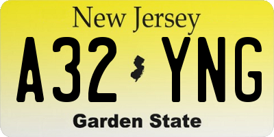 NJ license plate A32YNG
