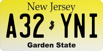NJ license plate A32YNI