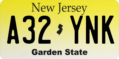 NJ license plate A32YNK