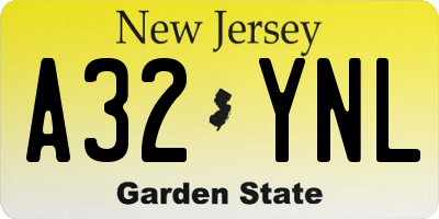 NJ license plate A32YNL