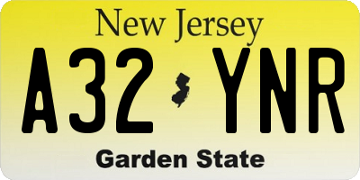 NJ license plate A32YNR