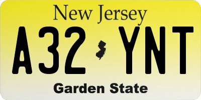 NJ license plate A32YNT