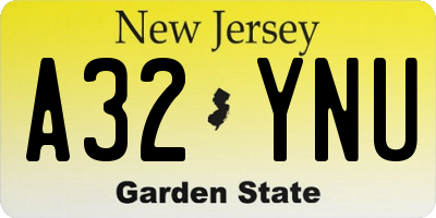 NJ license plate A32YNU