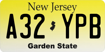 NJ license plate A32YPB