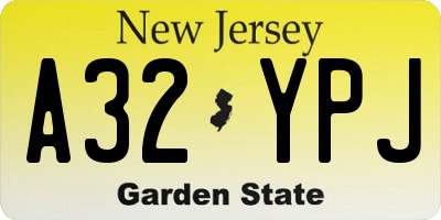 NJ license plate A32YPJ
