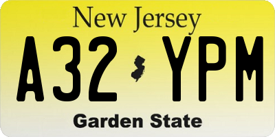 NJ license plate A32YPM