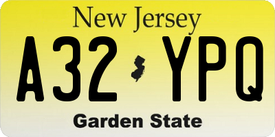 NJ license plate A32YPQ