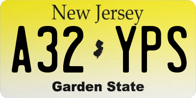 NJ license plate A32YPS