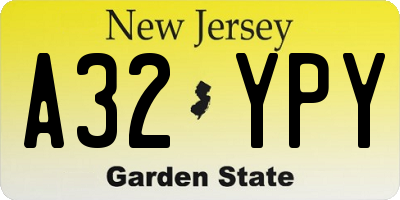 NJ license plate A32YPY