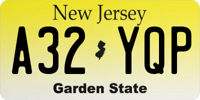NJ license plate A32YQP