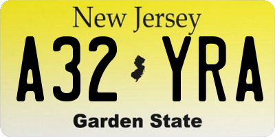 NJ license plate A32YRA