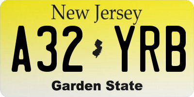 NJ license plate A32YRB