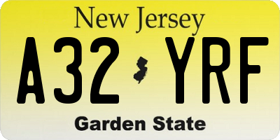 NJ license plate A32YRF