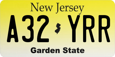 NJ license plate A32YRR