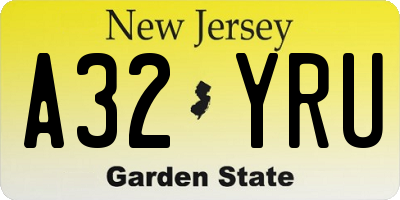 NJ license plate A32YRU