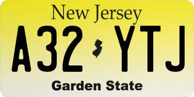 NJ license plate A32YTJ