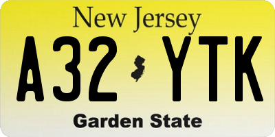 NJ license plate A32YTK