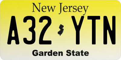NJ license plate A32YTN