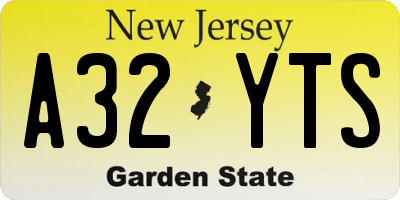 NJ license plate A32YTS