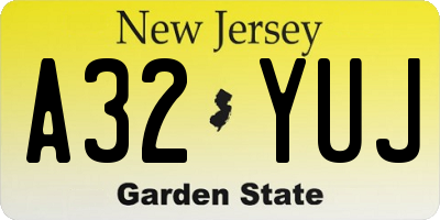 NJ license plate A32YUJ