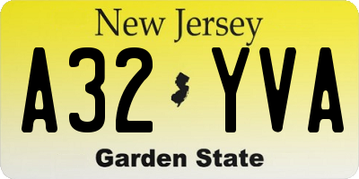 NJ license plate A32YVA