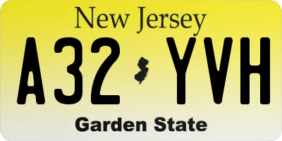 NJ license plate A32YVH