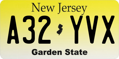 NJ license plate A32YVX