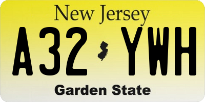 NJ license plate A32YWH