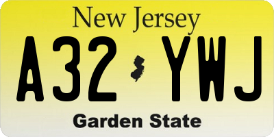 NJ license plate A32YWJ