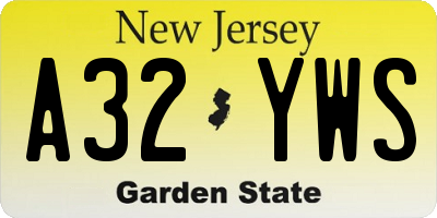 NJ license plate A32YWS