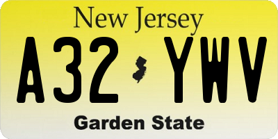 NJ license plate A32YWV