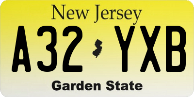 NJ license plate A32YXB