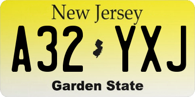 NJ license plate A32YXJ