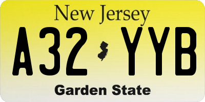 NJ license plate A32YYB