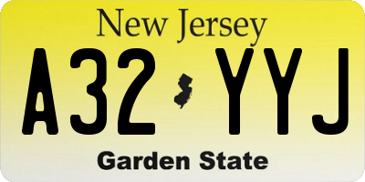 NJ license plate A32YYJ