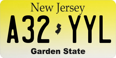 NJ license plate A32YYL