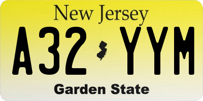 NJ license plate A32YYM