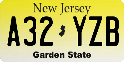 NJ license plate A32YZB