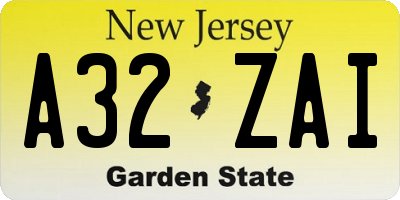 NJ license plate A32ZAI