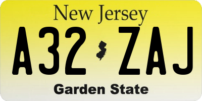 NJ license plate A32ZAJ