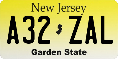 NJ license plate A32ZAL