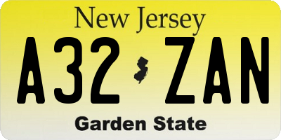 NJ license plate A32ZAN